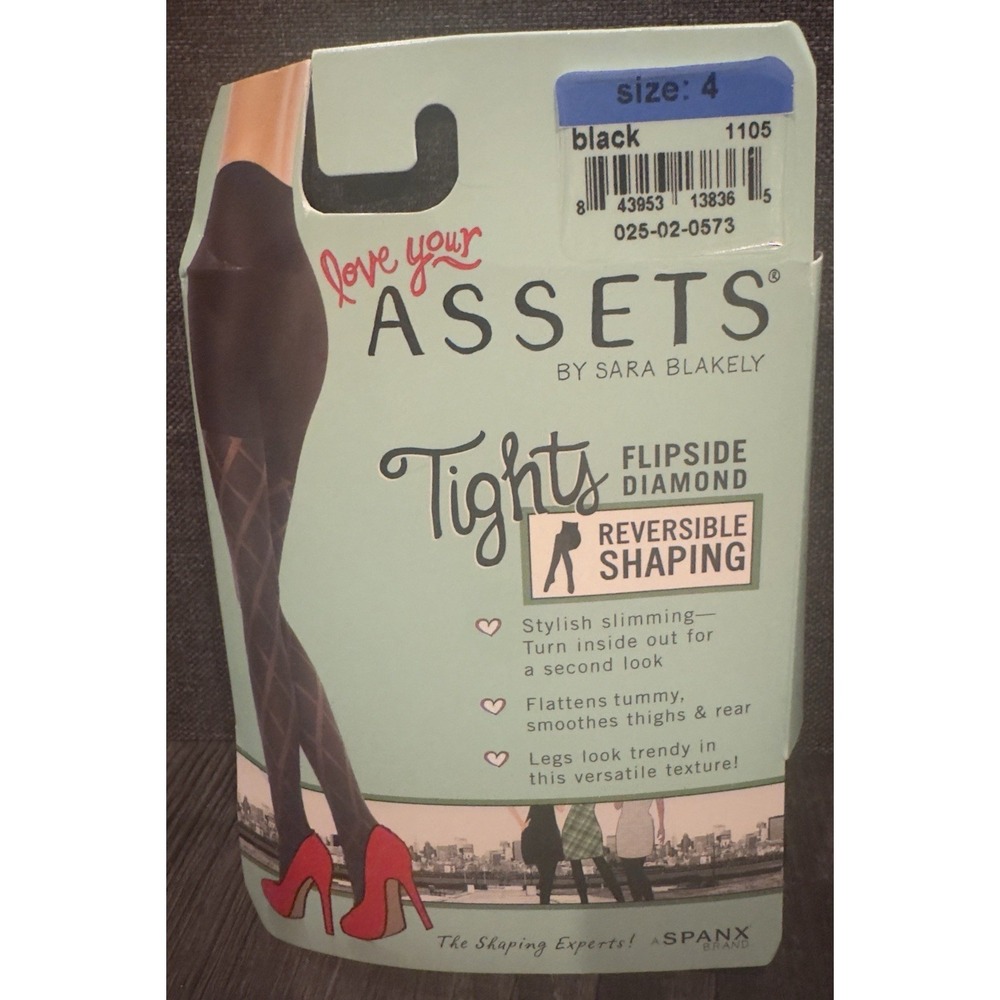 Assets by Sara Blakely For Spanx Flipside Diamond Shaping Tights In Black Size 4